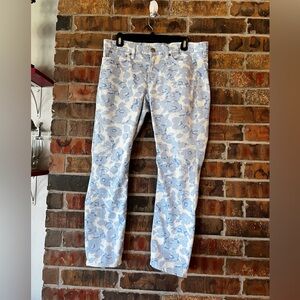 J.Crew Stretch Blue Floral Mid-Rise Jeans Women’s Waist Size:32
